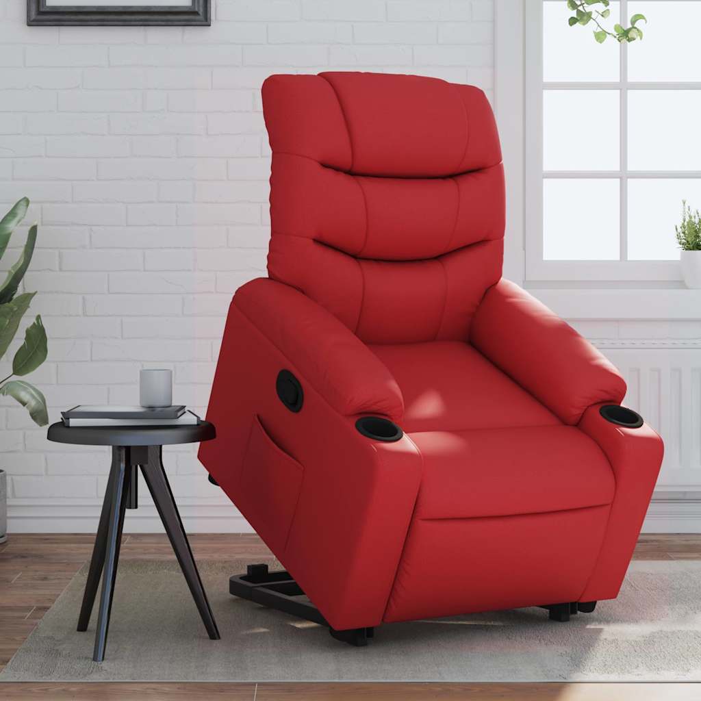 Poltrona Alzapersona Reclinabile Elettrica Rossa in Similpelle | homemem39