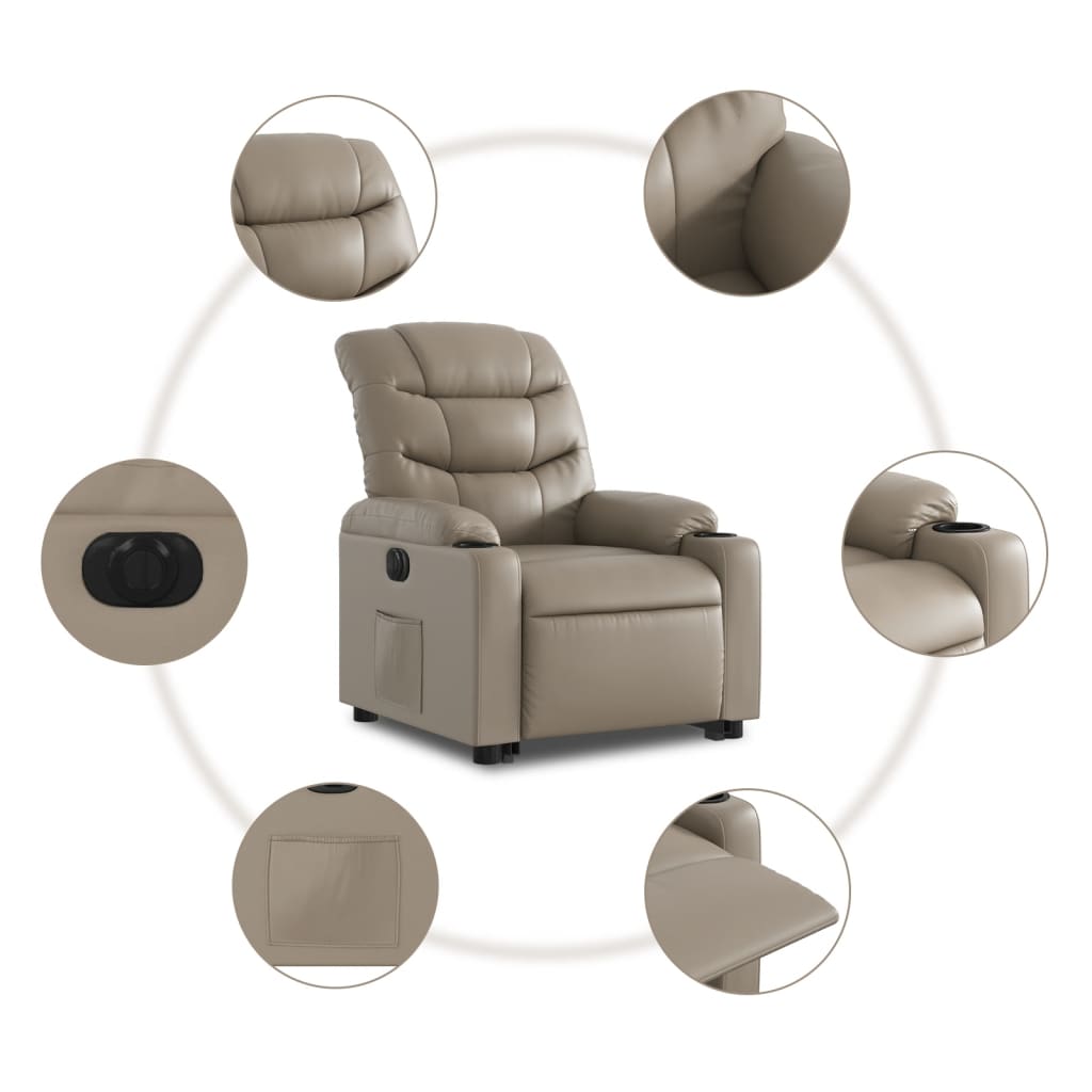 Poltrona Alzapersona Reclinante Elettrica Cappuccino Similpelle | homemem39