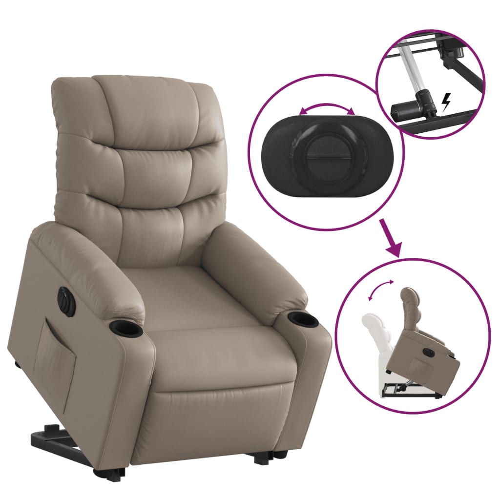 Poltrona Alzapersona Reclinante Elettrica Cappuccino Similpelle | homemem39
