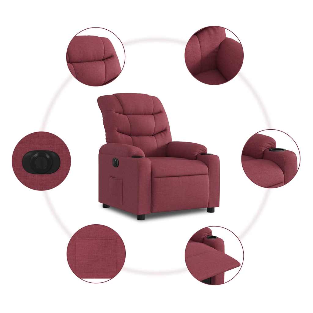 Poltrona Elettrica Reclinabile Rosso Vino in Tessuto | homemem39