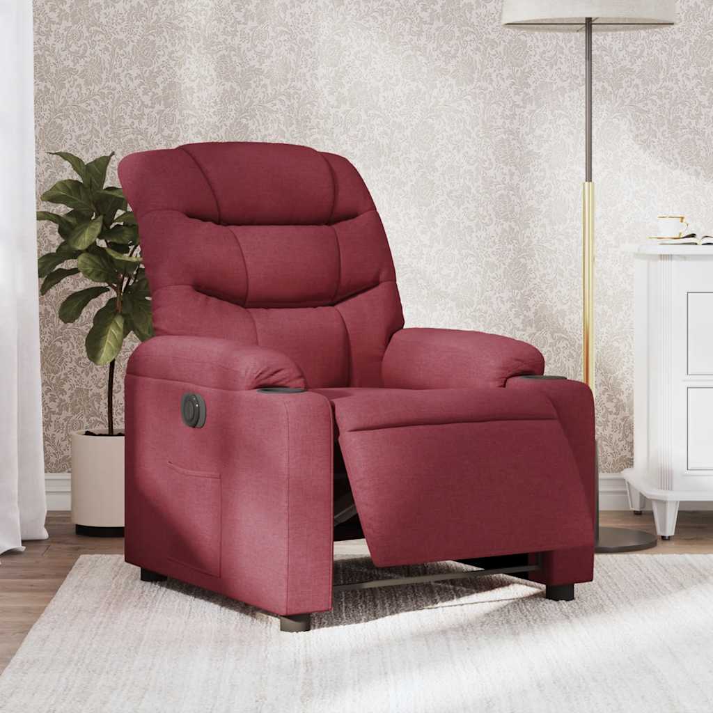 Poltrona Elettrica Reclinabile Rosso Vino in Tessuto | homemem39