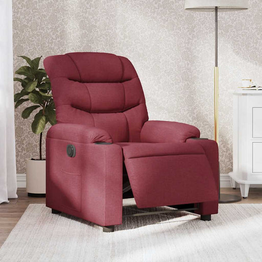 Poltrona Elettrica Reclinabile Rosso Vino in Tessuto | homemem39