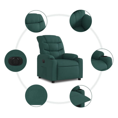 Poltrona Elettrica Reclinabile Verde Scuro in Tessuto | homemem39