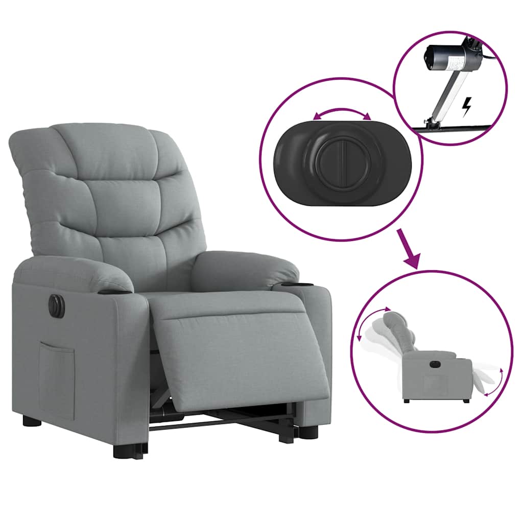 Poltrona Reclinante Alzapersona Elettrica Grigio Chiaro Tessuto | homemem39
