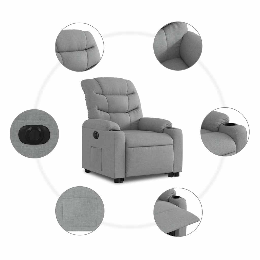 Poltrona Reclinante Alzapersona Elettrica Grigio Chiaro Tessuto | homemem39