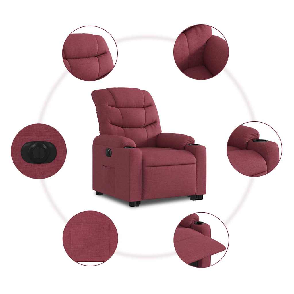 Poltrona Alzapersona Reclinabile Elettrica Rosso Vino Tessuto | homemem39