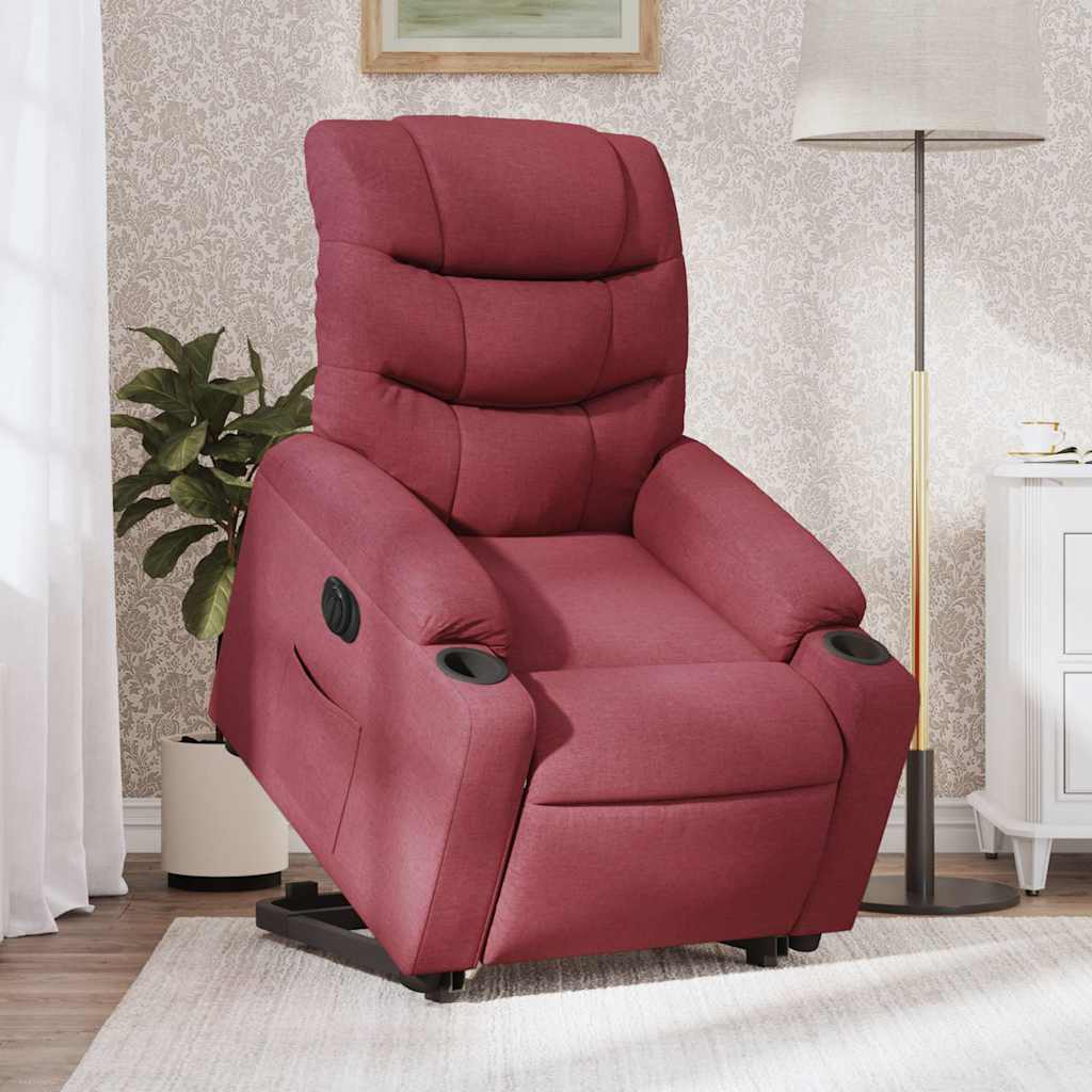 Poltrona Alzapersona Reclinabile Elettrica Rosso Vino Tessuto | homemem39