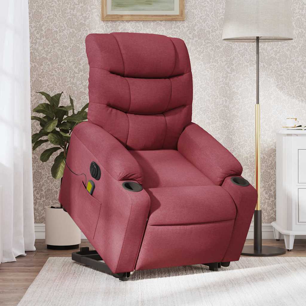 Poltrona Alzapersona Massaggiante Elettrica Rosso Vino Tessuto | homemem39