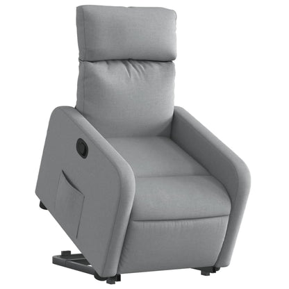 Light Gray Reclining Lift Armchair in Fabric