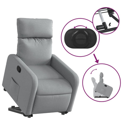 Light Gray Reclining Lift Armchair in Fabric