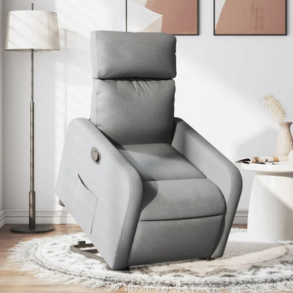 Light Gray Reclining Lift Armchair in Fabric