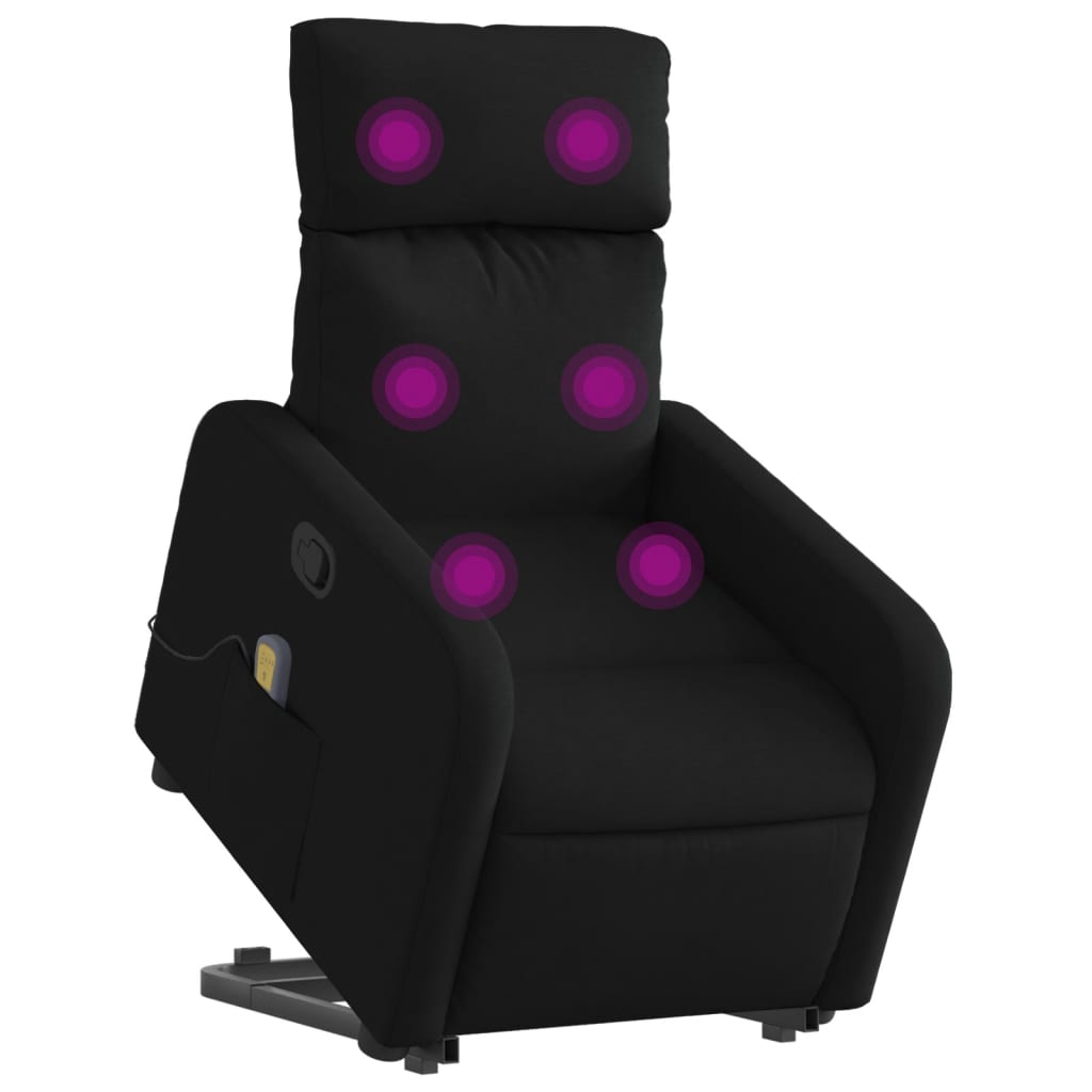 Black Reclining Massage Lift Chair in Fabric