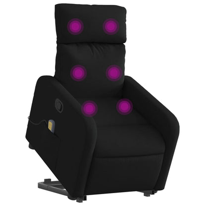 Black Reclining Massage Lift Chair in Fabric