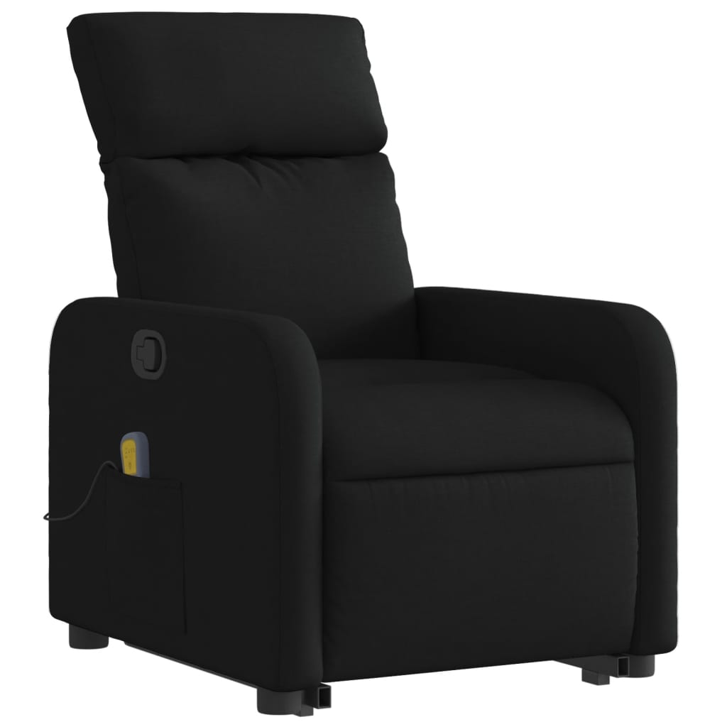 Black Reclining Massage Lift Chair in Fabric