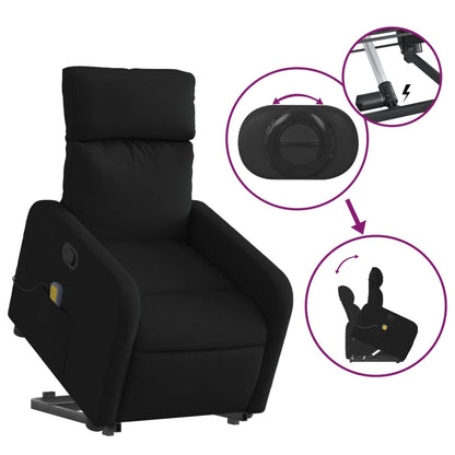 Black Reclining Massage Lift Chair in Fabric