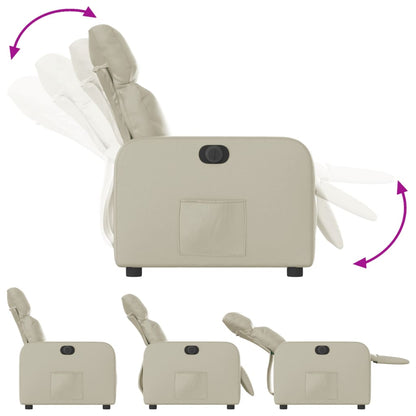Poltrona Reclinabile Elettrica Crema in Similpelle - homemem39