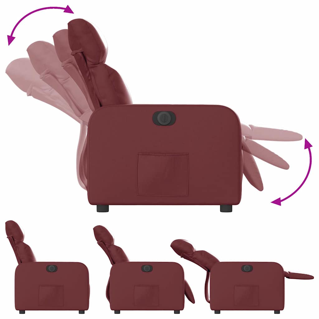 Poltrona Reclinabile Elettrica Rosso Vino in Similpelle | homemem39