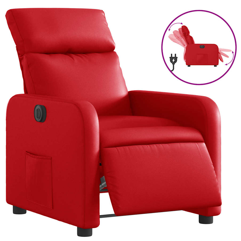 Poltrona Reclinabile Elettrica Rossa in Similpelle | homemem39