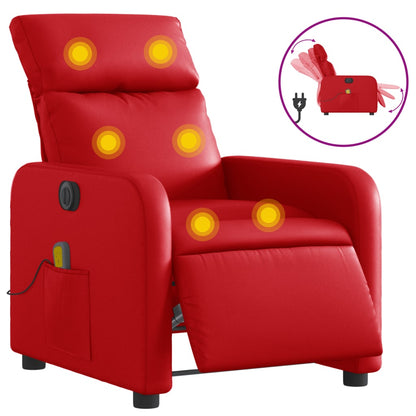 Poltrona Massaggio Elettrica Reclinabile Rosso Similpelle | homemem39