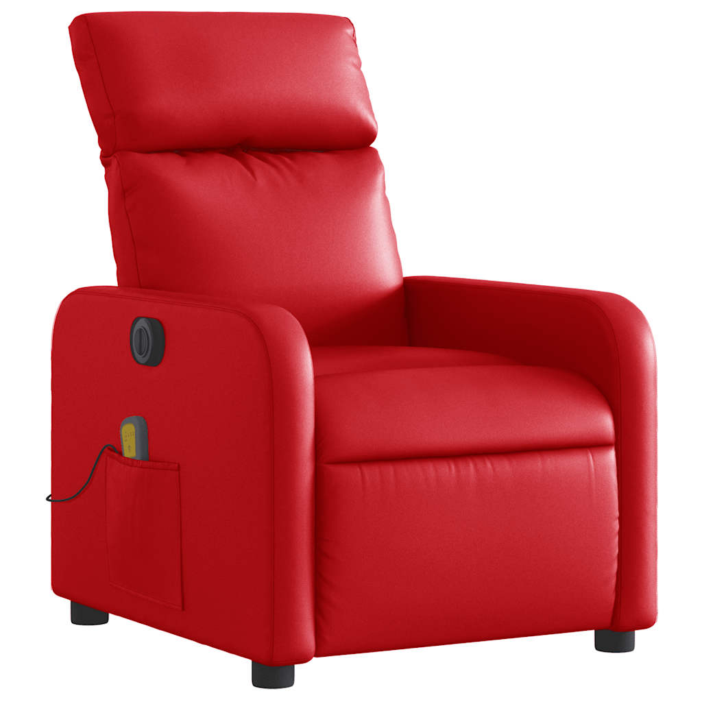 Poltrona Massaggio Elettrica Reclinabile Rosso Similpelle | homemem39