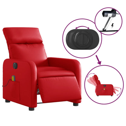 Poltrona Massaggio Elettrica Reclinabile Rosso Similpelle | homemem39