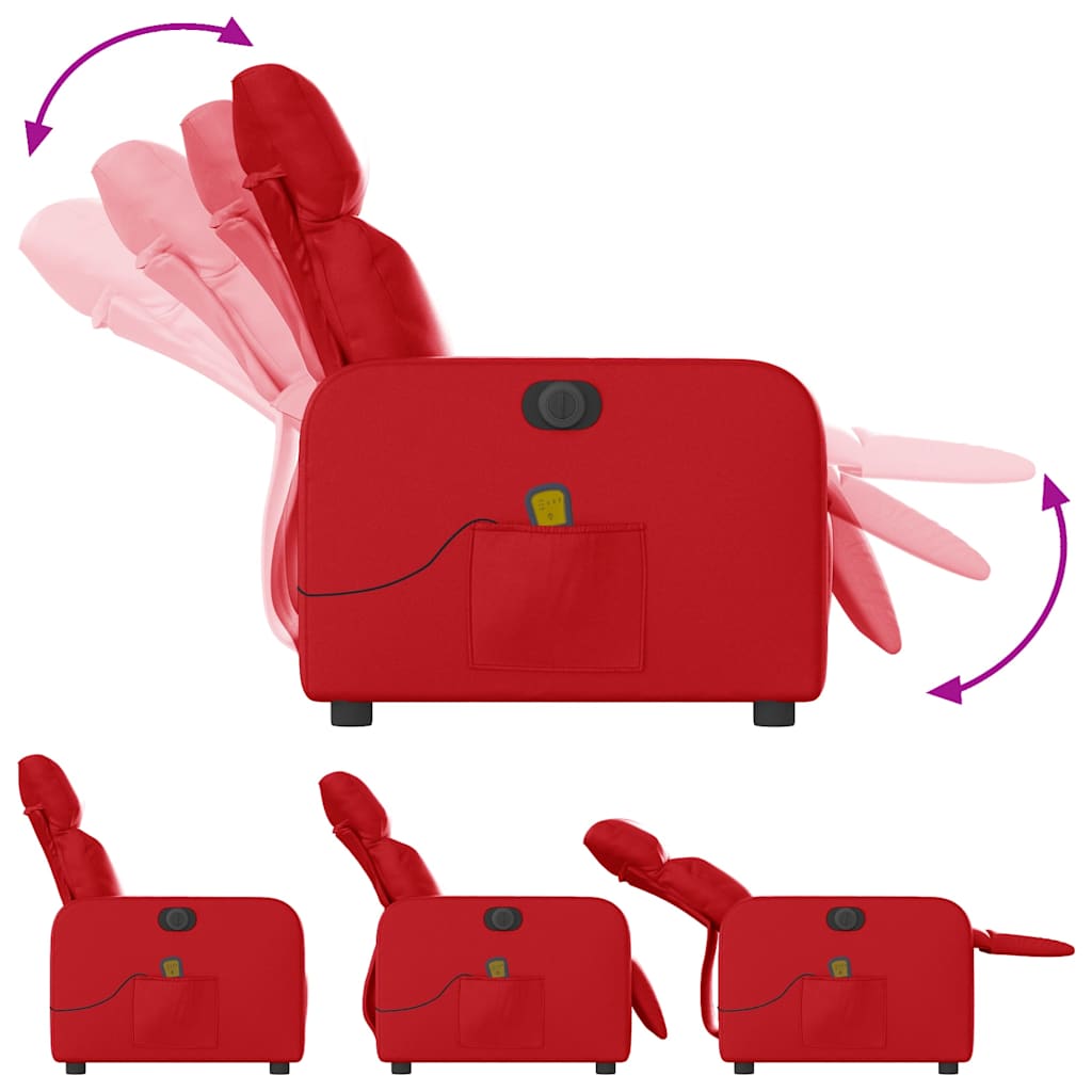 Poltrona Massaggio Elettrica Reclinabile Rosso Similpelle | homemem39
