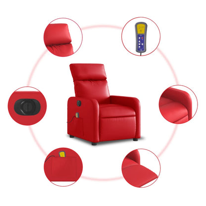 Poltrona Massaggio Elettrica Reclinabile Rosso Similpelle | homemem39