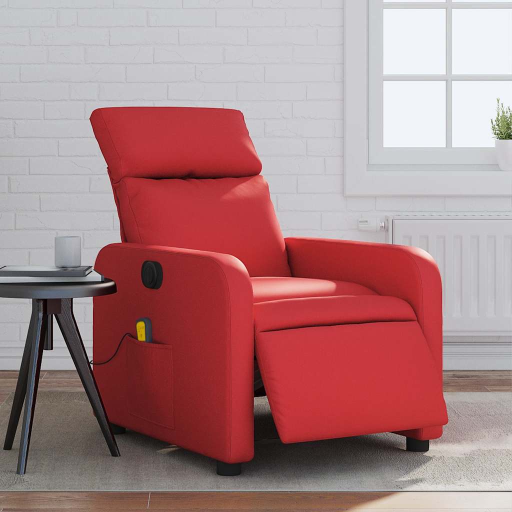 Poltrona Massaggio Elettrica Reclinabile Rosso Similpelle | homemem39