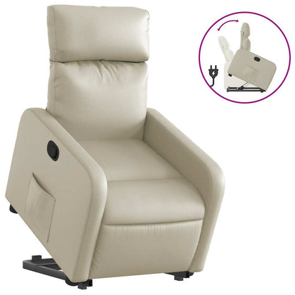 Poltrona Alzapersona Reclinabile Crema in Similpelle | homemem39