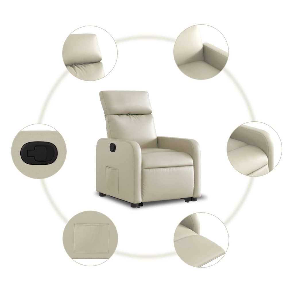 Poltrona Alzapersona Reclinabile Crema in Similpelle | homemem39