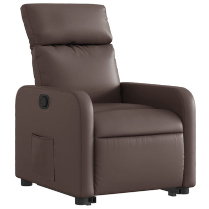 Brown Reclining Lift Armchair in Faux Leather