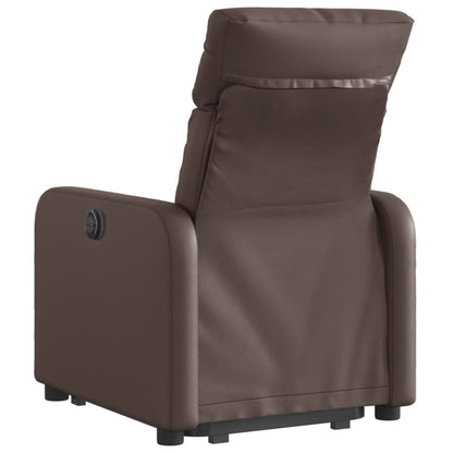 Brown Reclining Lift Armchair in Faux Leather