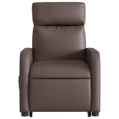 Brown Reclining Lift Armchair in Faux Leather