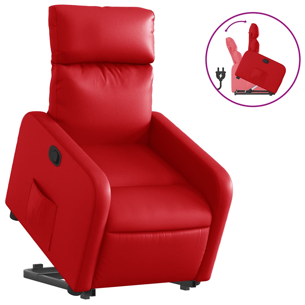 Poltrona Alzapersona Reclinabile Rosso in Similpelle | homemem39