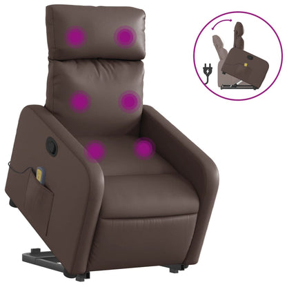 Reclining Massage Lift Chair Brown Imitation Leather