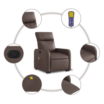 Reclining Massage Lift Chair Brown Imitation Leather