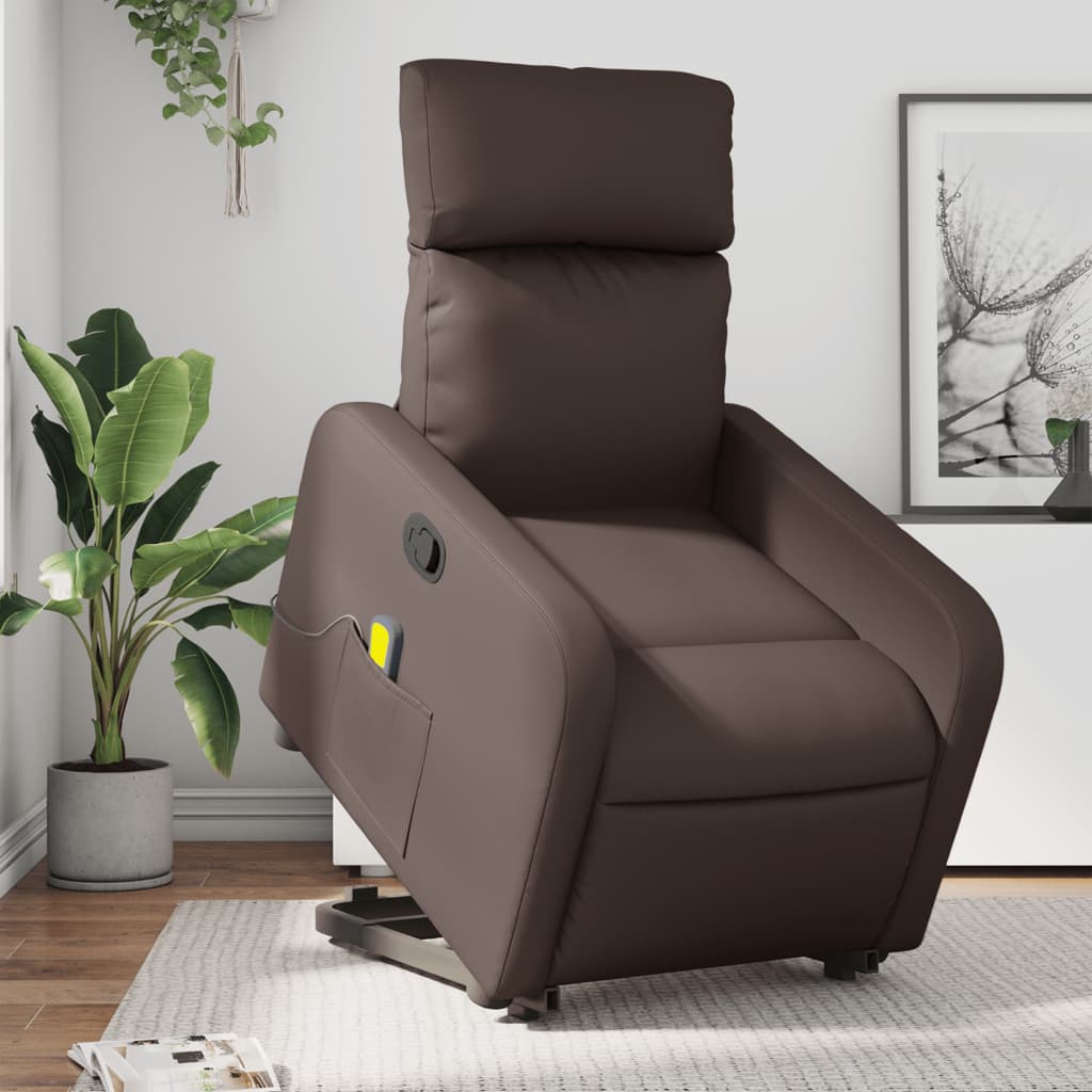 Reclining Massage Lift Chair Brown Imitation Leather