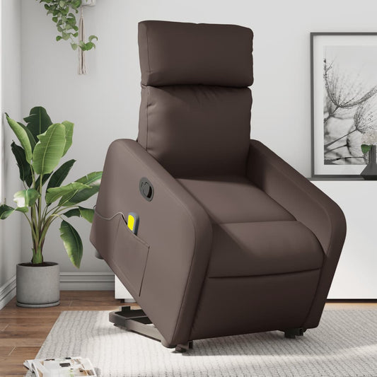 Reclining Massage Lift Chair Brown Imitation Leather