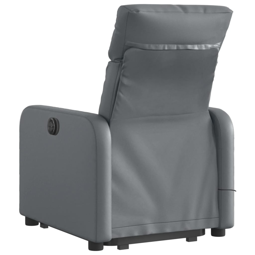 Reclining Massage Lift Chair Gray Faux Leather