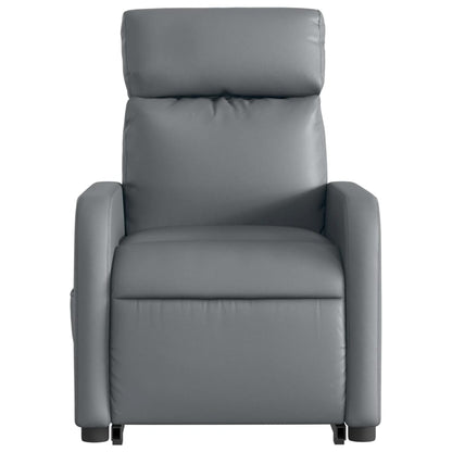 Reclining Massage Lift Chair Gray Faux Leather