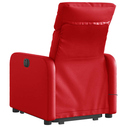 Poltrona Alzapersona Reclinabile Massaggio Rosso in Similpelle | homemem39