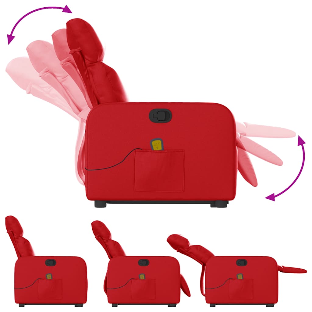 Poltrona Alzapersona Reclinabile Massaggio Rosso in Similpelle | homemem39
