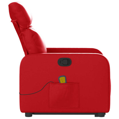 Poltrona Alzapersona Reclinabile Massaggio Rosso in Similpelle | homemem39