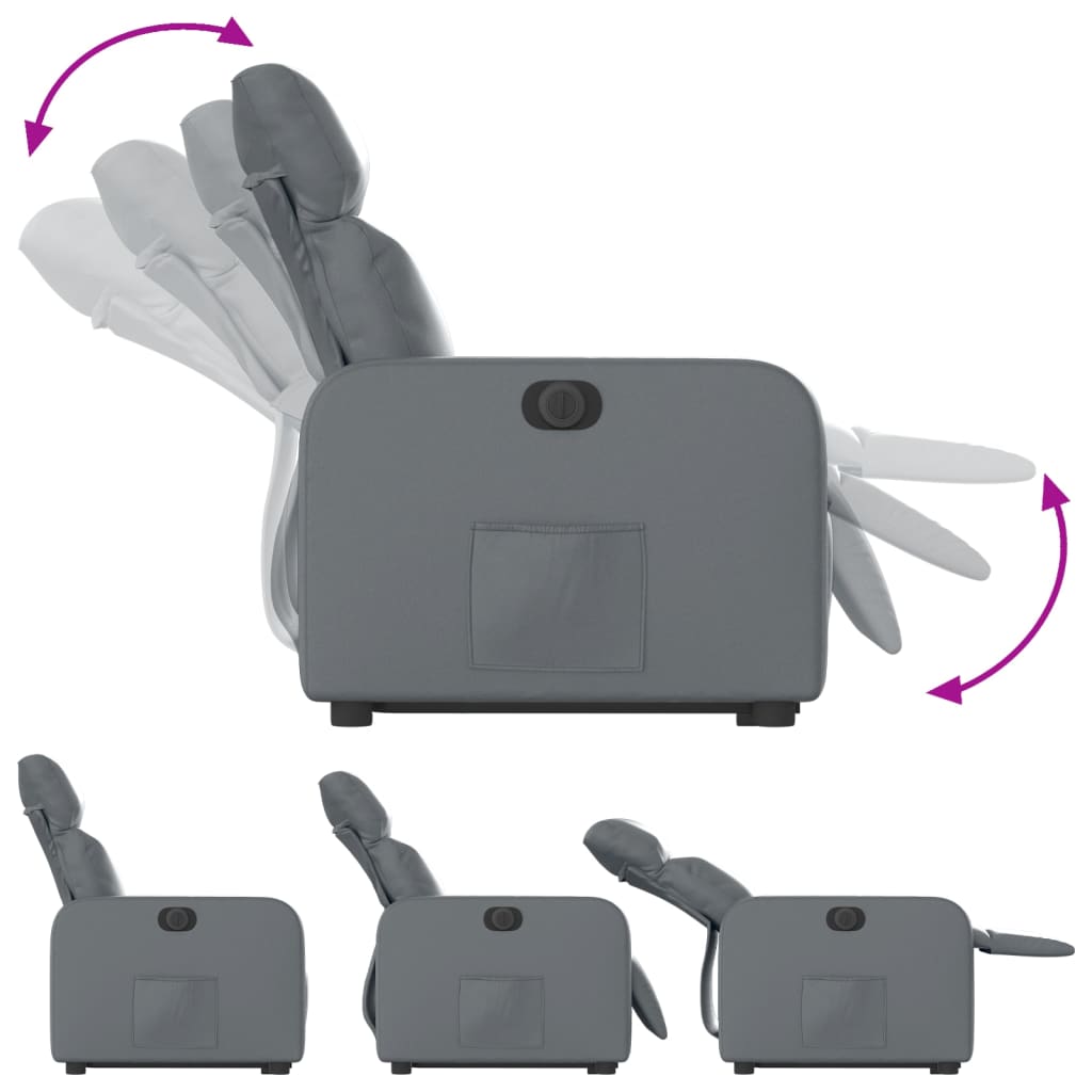 Poltrona Alzapersona Reclinabile Grigio in Similpelle - homemem39