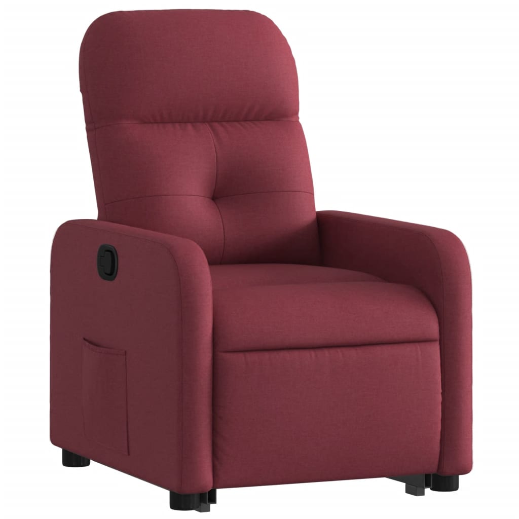 Wine Red Reclining Lift Armchair in Fabric