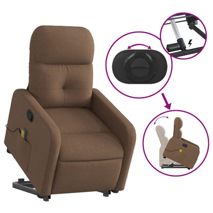 Reclining Massage Lift Chair Brown Fabric