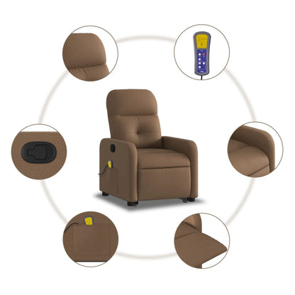 Reclining Massage Lift Chair Brown Fabric