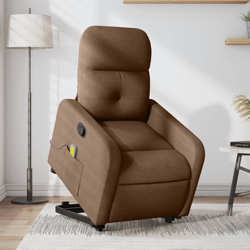 Reclining Massage Lift Chair Brown Fabric