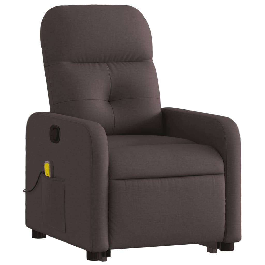 Reclining Massage Lift Chair Dark Brown Fabric