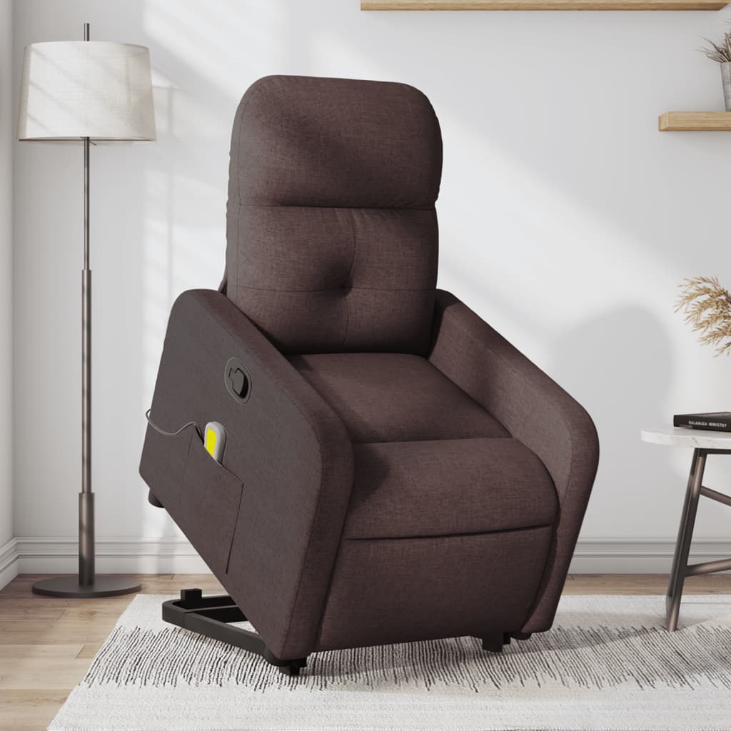 Reclining Massage Lift Chair Dark Brown Fabric